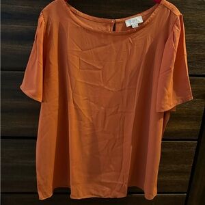 LOFT Short-Sleeve Rust Orange Blouse
